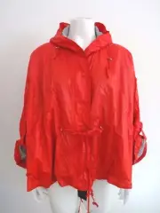 ARMANI JEANS RED PONCHO STYLE FULL ZIP PRESS BUTTON HOODED JACKET XS/38 NWT