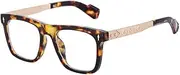 TMCHIPE European and American Retro Box Glasses Frame Men's Myopia Optical Frame Men's Glasses-Gold and White Film