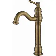 Antique Brass Bathroom Faucet - Tall 360 Degree Swivel Sink Faucet, Vintage Basin Faucet with Single Lever Handle, Elevated Bathroom Faucet Spout