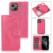 Case Card Slots Retro Leather Wallet Shockproof Flip Cover Magnetic Closure Bookstyle Stand Case - Rose Red