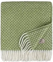 Linen & Cotton Sofia Beautiful and Warm Wool Blanket - 100% Pure New Zealand Wool, Green Olive (130 x 170 cm) Sofa Blanket/Throw Blanket/Plaid Couch Sofa/Virgin Wool Blanket