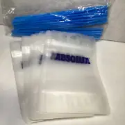 NEW Absolut Sealable Bags For Drinks Multi-use Clear Logo w/ Straws Set of 24