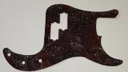 Leather pickguard Fender P Bass hand tooled "Floral Riffs" dark brown