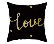 Cushion Cover Dust-Proof Invisible Zipper Polyester Black Golden Pattern Squa...