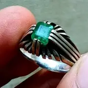 A++ Natural Swati Emerald Stone Solitaire Ring Real Emerald Stone Christmas Gift