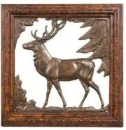 Plaque MOUNTAIN Lodge Stag Silhouette Deer Resin Framed Hand-Cast Hand-Painted