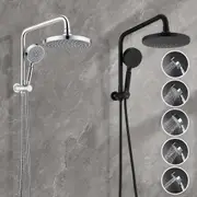 WELS 8" Rain Shower Head Set Hand Held Spray Diverter On 30cm Height Rail Round