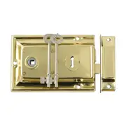 2002 Rim Lock Polished Brass H105xW155mm Backset 112mm
