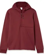Amazon Essentials Hoodie Sweater Men Size Large 1/4 Zip Burgundy Performance