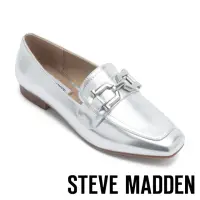 在飛比找momo購物網優惠-【STEVE MADDEN】RYANN 皮革方頭樂福鞋(銀色