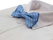 Mens Light Blue With Black & White Diagonal Stripes Patterned Bow Tie