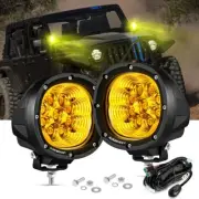 AUXBEAM 4" 90W Amber LED Work Light Bar 4WD Offroad Flood Pods Fog Driving Lamps