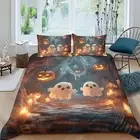 Bedding Suit Happy Halloween Comforter Cover Set Pumpkin Ghost Witch 40