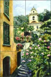 Landscape Tile Mural Margosian Chapel Steps Art Ceramic Backsplash JM023