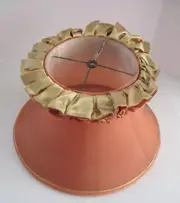 Art Deco Large Lamp Shade Orange with Gold Lining Ruffle Trim Upper