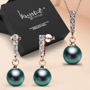 Boxed Lustrous in Rose Gold Embellished with SWAROVSKI® Iridescent Tahitian Look Pearls Set