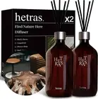 Hetras Premium Reed Diffuser Set 16.9 Fl.Oz. 2 Pack | Hotel Wood - Luxurious For