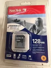 SANDISK 128 MB RS / MMC MOBILE + EXTENDER HIGH CAPACITY PHONE MEMORY CARD