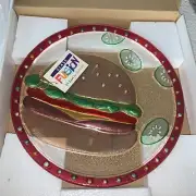Lori Siebert Fused Glass Hamburger 12” Serving Platter Demdaco BBQ Grilling NIB