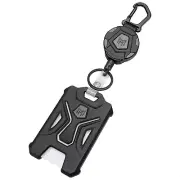Heavy Duty Retractable Badge Holder with Carabiner Keychain, Black