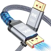 iYavvort 8K DisplayPort Cable 1.4, [VESA Certified] 8K 4K DP Cable 3.3ft, Display Port Cable [8K@60Hz, 4K@144Hz, 2K@240Hz, 32.4Gbps], High Refresh Rate for Gaming Monitor, HBR3, HDR (3.3 Feet)