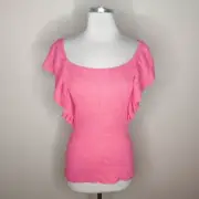 Tabitha Pink Flutter Sleeve Sweater Wool Cashmere Angora Medium NWT