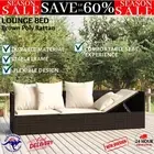 Outdoor Lounge Bed with Cushions Poly Rattan Sofa Sun Bed Brown Adjustable Sides