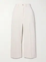 [Polo Ralph Lauren] Polo Ralph Lauren - Cropped Cotton-corduroy Wide-leg Pants - White - US14 US 14 White