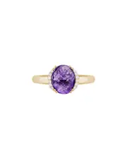 14K Diamond .06 ct. & 2.54 ct. Amethyst Edge Ring