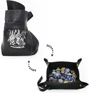 HAOMEJA DND Dice Tray Bag & Tray with Button Role Playing Dice Bag Leather dice Bag Jewelry Coin & Small Accessories Bag Storage Bag (Black)…