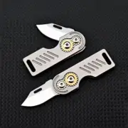 Titanium Alloy MINI Gear Folding Blade Knife D2 Blade Keychain EDC Pocket Knife