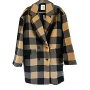 NWT Abercrombie & Fitch Women’s Oversized Plaid Checkered Wool Blend Coat MT