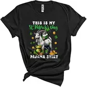 [Generic] This is My St. Patrick's Day Pajama Shirt, Lovely Gnome Riding Goat, Gnomies Shamrocks Unisex T-Shirt