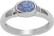 [MOONEYE] Shine Jewel 925 Sterling Silver Genuine Tanzanite Oval Shape Stackable Casual Party Wear Ring