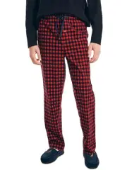 Nautica Men's Sustainably Crafted Cozy Fleece PJ Pants Nautica Red Plaid-XL