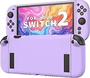JEMDO Textured Grip Protective Case Compatible with Nintendo Switch 2 (2025) Only – Purple Matte Shockproof TPU Shell with Anti-Slip Handles, Ergonomic & Comfort Slim Back Cover