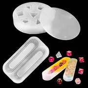 ZIGefofo DND Cube Silicone Mould and Cube Storage Box Silicone Mould Polyhedral Dice Table Games Cube Casting Mould with Numbers Dice Tray Mould for Handmade Decoration Crafts