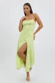 Green Maxi Dress Jacquard Lace - Size 16XL, Women's Maxi Dress