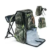 Fishing Backpack Tackle Box Bag with Rod Holder Boxes Foldable Fishing Chair,...