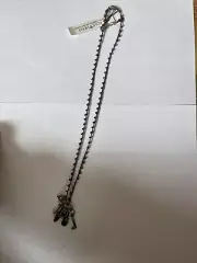 NWT LOVE HEALS Necklace Sterling Clasp, 6 Charms Gray Metallic Beaded Thread