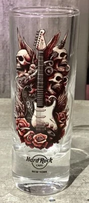 HARD ROCK CAFE NEW YORK SKULL AND ROSES CORDIAL SHOT GLASS
