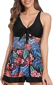 [Eternatastic] Women's Retro Paisley Printed Tankini Swimsuit with Boyshorts