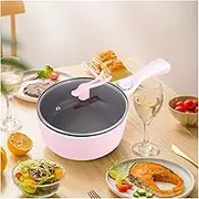 Electric Cooking Pot Multifunctional Electric Pot Double Layer Electric Cooker Pan Heating Steaming Boiling Frying Cooker Hot Pot 220V Pink
