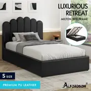 ALFORDSON Bed Frame Single Size Gas Lift Storage Base Wooden Black MILTON