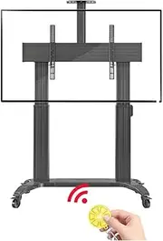 Motorised TV Bracket Stand - Aluminum Mobile TV Cart for 75 to 110 Inch Screens up to 300 lbs, Smart LCD LED 4K Flat and Curved Panels, Heavy Duty Stand, MAX VESA 1000x600mm