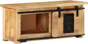 TV Stand Solid Mango Wood 90x35x40 cm, Living Room Media Center, Rustic Entertainment Table, Bedroom Storage Cabinet with Sliding Rail
