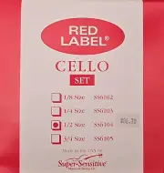NEW SUPER SENSITIVE RED LABEL CELLO 1/2 STRING SET