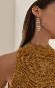 [Ten Thousand Things] Double Peacock 18K Yellow Gold Crystal Earrings