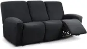 Recliner Sofa Covers Stretch for 1/2/3 Seats Jacquard Pattern Furniture Protector, Black