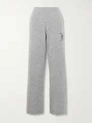 [Sporty & Rich] Sporty & Rich - + The Carlyle Embroidered Cashmere And Wool-blend Straight-leg Track Pants - Gray - medium medium Gray